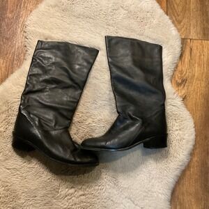 KF LTD Boots Ellen III Size 8 Black Leather Slouchy Made In Brazil Mid Calf